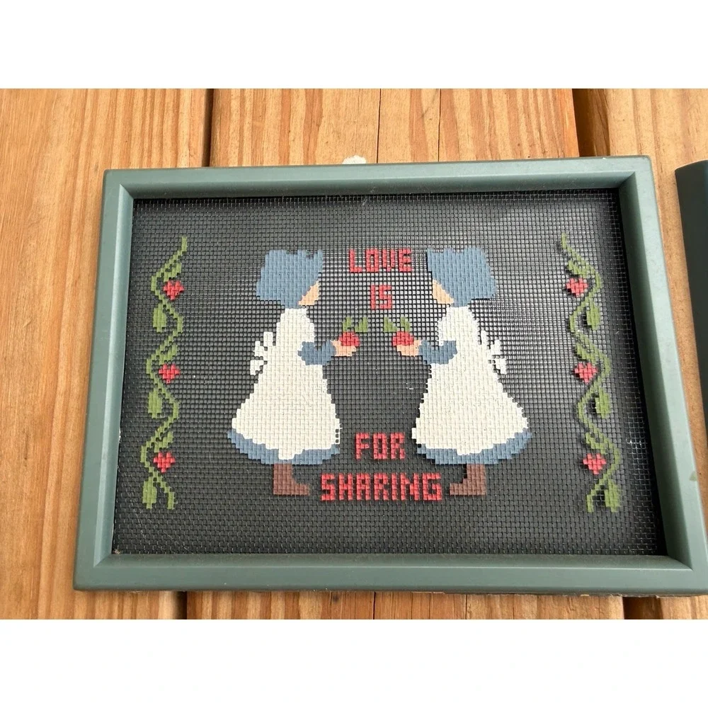 Vtg 80s Pickin Paint Country Geese & Love Is For Sharing Framed Cottagecore